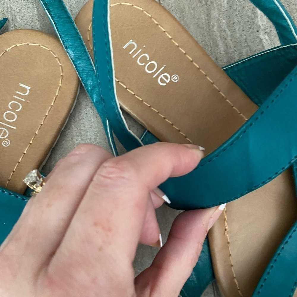 Nicole teal blue green sandals shoes size 7 - Picture 2 of 6